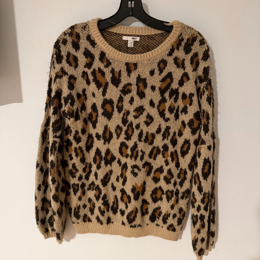 Amuse Society Leopard Print Sweater - Size XS